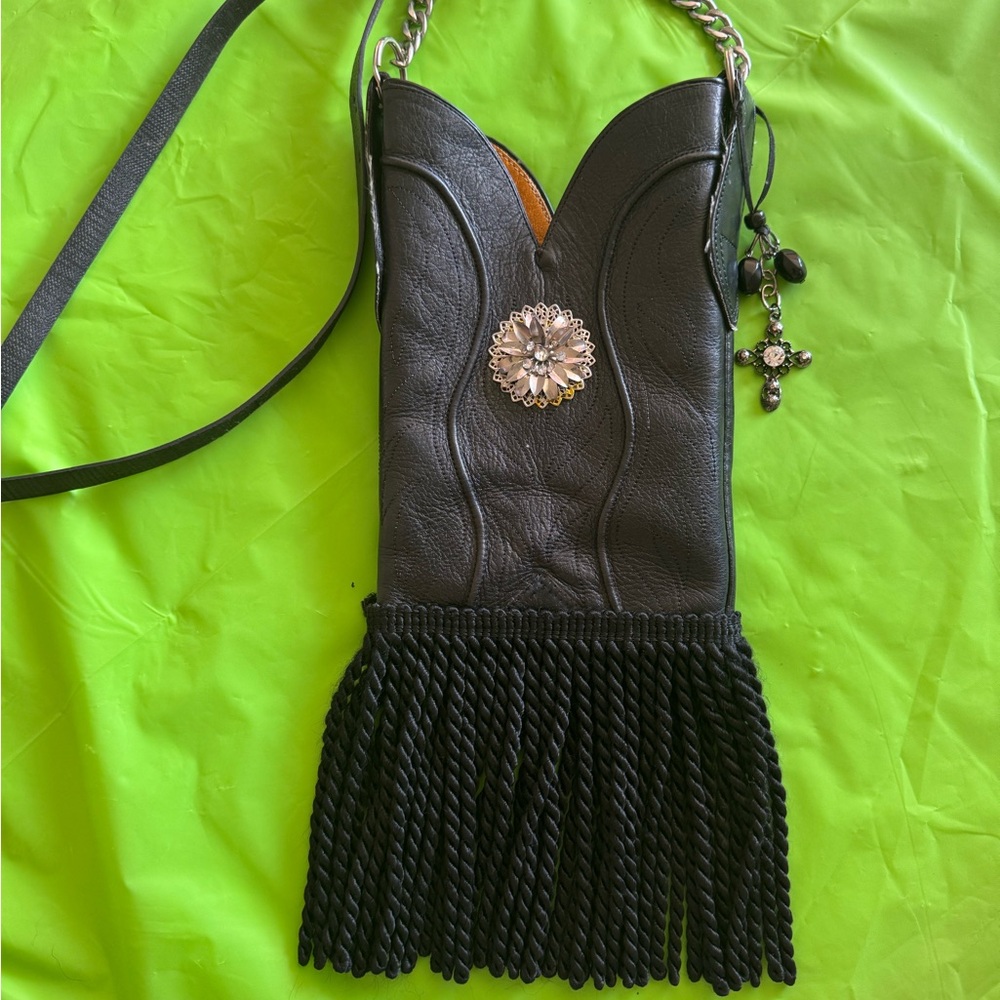 Nocona Cowboy Boot Leather Western
Fringe Bag - Picture 4 of 14